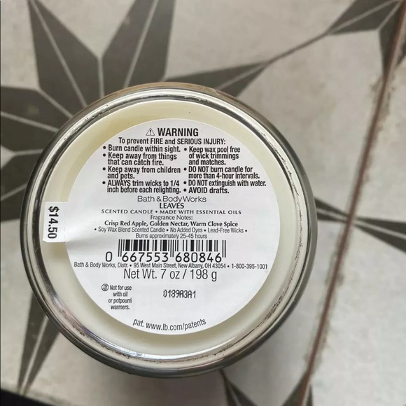 BATH AND BODY WORKS~LOT 0F 2~SINGLE WICK CANDLES~SWEET CIN. PUMPKIN, LEAVES~NEW - Picture 5 of 6